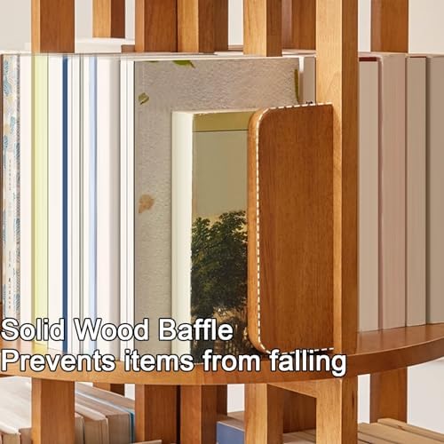 GAMAK Rotating Bookshelf Tower for Kids 360 Display 4 Tier Floor Standing Bookcase Tall Skinny Wood Bookcase Spinning Bookshelf for Bedroom Living Room Study Room (Color : Walnut)