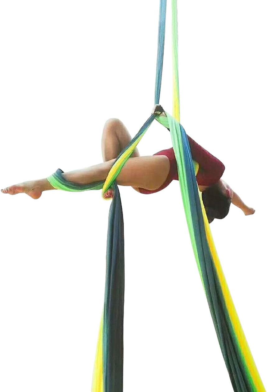 DASKING Aerial Silks Starter Kit - Durable 11Yards of Aerial Yoga Hammock with Hardware, Aerial Swing for Acrobatic Flying Yoga & All Levels (Aerial Rigging Point Up to 14ft)