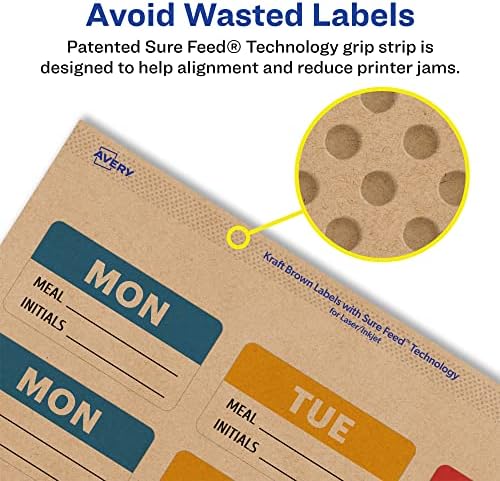 Avery® Kraft Brown Rectangle Labels, Sure Feed® Technology, 1" x 2", 600 Kraft Brown Labels, Print-to-The-Edge, Laser/Inkjet Printable