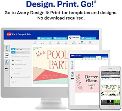 AVERY Postcards, Matte White, 3.5" x 5" | Rounded Corners | Laser/Inkjet Printable | 100 Cards | Pack of 5