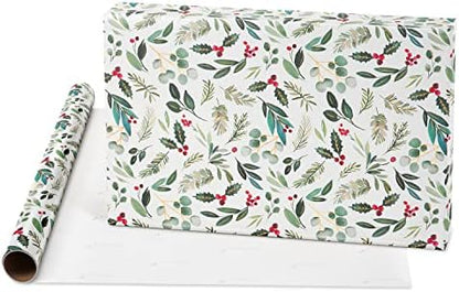 Papyrus Wrapping Paper Rolls for Christmas, Hanukkah and All Holidays, Holly, Wreath, Gold (3 Rolls, 67.5 sq. ft.)