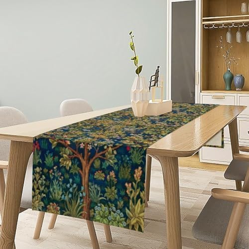 William Morris Floral Table Runner Vintage Flowers Table Runner for Dining Table Decor 13 x 90 Inch Strawberry Thief