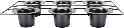 6 Cup Popover Pan, Non Stick Carbon Steel Bakeware, Wire Rack Baking Pan with Even Baking Function, Ideal for Popovers & Muffins