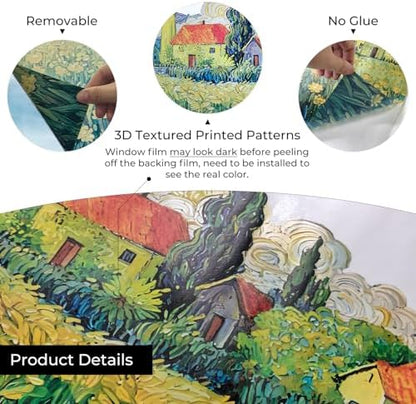 ADD.HERES Stained Glass Window Film, Window Film Decorative, 17.5 x 39.37in