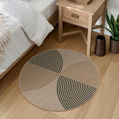 Lahome Modern Rainbow Small Round Rug 3ft, Circle Washable Kitchen Rug