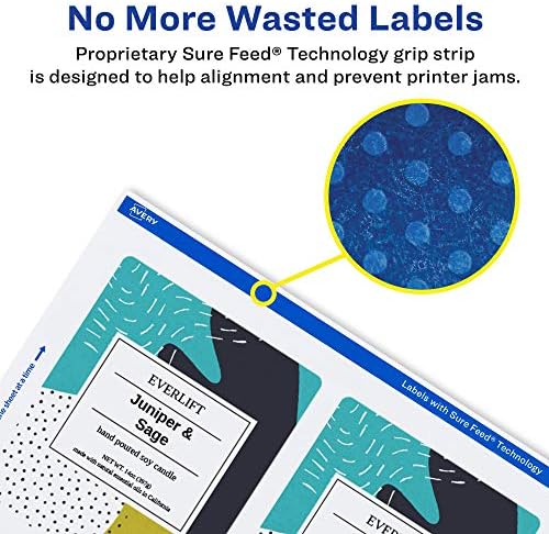 Avery® Matte White Rectangle Labels, Sure Feed® Technology, 3-1/3" x 4", 600 Matte White Printable Labels