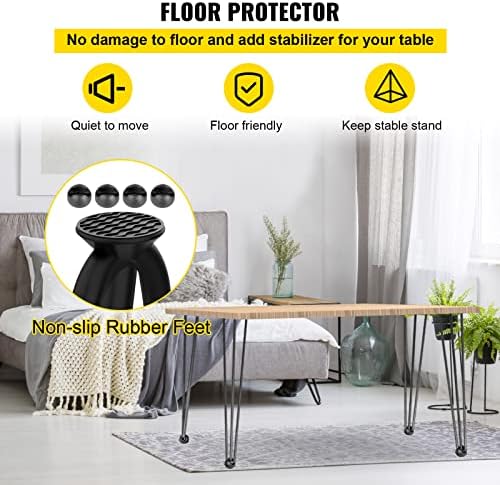 VEVOR Hairpin Table Legs 30" Black Set of 4 Desk Legs 880lbs Total Load Capacity Hairpin Desk Legs 3 Rods for Bench Desk Dining End Table Chairs Carbon Steel DIY Heavy Duty Furniture Legs