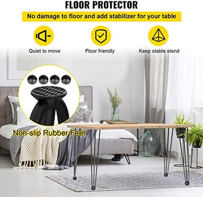 VEVOR Hairpin Table Legs 30" Black Set of 4 Desk Legs 880lbs Total Load Capacity Hairpin Desk Legs 3 Rods for Bench Desk Dining End Table Chairs Carbon Steel DIY Heavy Duty Furniture Legs