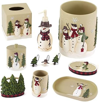 Avanti Linens - Accessory Set, Resin Lotion Pump & Toothbrush Holder, Christmas Decorations (Snowmen Gathering Collection)