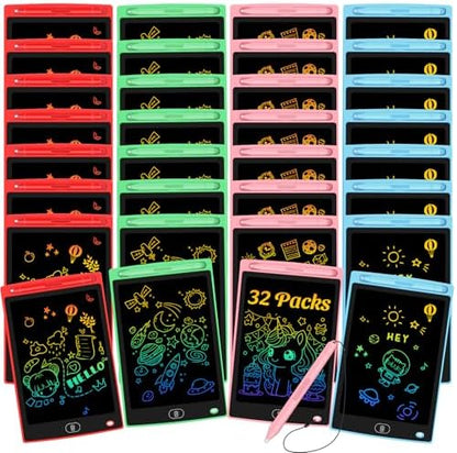 32 Pack LCD Writing Tablet for Kids - Erasable and Reusable Toddler Doodle Board in 8.5 inch, Ideal Drawing Pad for Learning Toy for Ages 3-8, Gift for Girls Boys