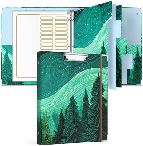 Rouidr 3 Ring Binder with clipboard, 1 inch 8.5 x 11 in Letter Size View Binders Organizer with Dividers Tabs & Clear Sleeves, School Supplies, Office Supplies