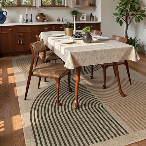 Lahome Modern Rainbow Easy Jute Rug, 6x9 Rug for Living Room Washable Indoor Outdoor Patio Rug, Farmhouse Rug for Bedroom Non Slip Contemporary Carpet for Backyard Deck Office Decor