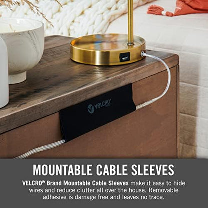 VELCRO Brand Mountable Cable Sleeve, Black, 3 Ft Cable Raceway