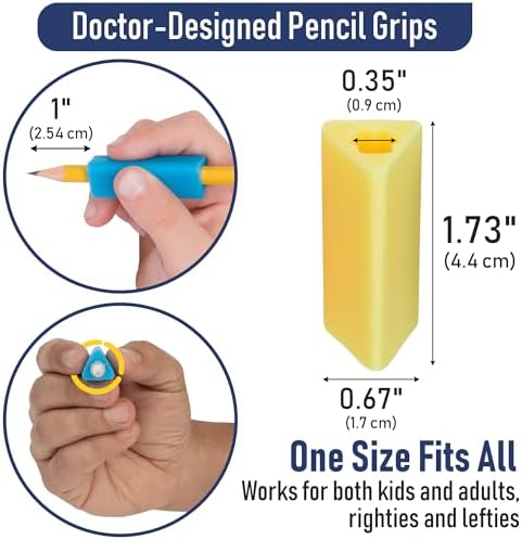 The Pencil Grip- Classic Triangle Grip, Pencil Holder, Ergonomic Writing Aid, Pencil Grips for Kids Handwriting, Perfect for Right or Left Handed Users, Assorted Colors, Pack of 48