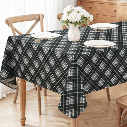DWCN Checkered Tablecloth, 54 x 80 Inch, Rectangular, Black and White