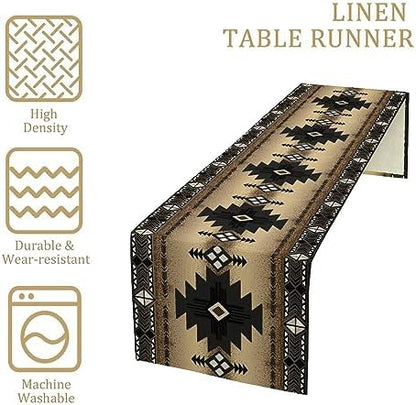 Aztec Southwest Table Runner,Ethnic Style Design Geometric Table Runners Table Setting Decor for Garden Farmhouse Wedding Party Holiday Dinner Home 13x36 Inch