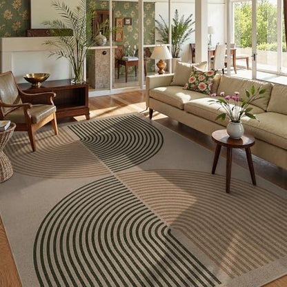 Lahome Modern Rainbow Easy Jute Rug, 6x9 Rug for Living Room Washable Indoor Outdoor Patio Rug, Farmhouse Rug for Bedroom Non Slip Contemporary Carpet for Backyard Deck Office Decor