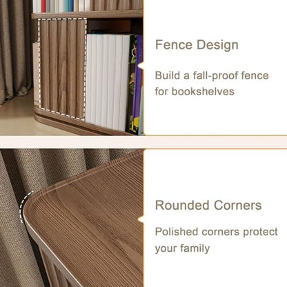 GAMAK Rotating Bookshelf 2-4 Tier Revolving Bookcase 360 Display Floor Standing Bookcase Storage Rack Wood Book Shelf Organizer for Bedroom Living Room Study Room (Color : Walnut, Size : Two)