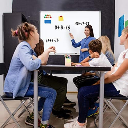 H-Qprobd Dry Erase Board for Wall Aluminum Presentation Magnetic Whiteboard with Long Pen Tray, Wall-Mounted White Board for School, Office and Home (40"x28")