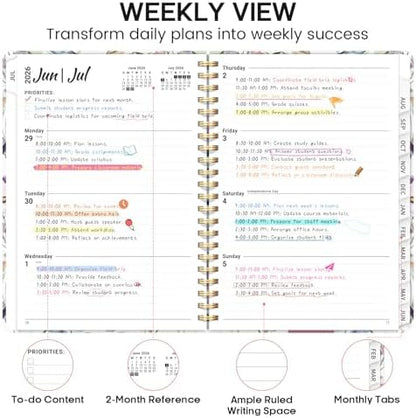 Planner 2026-2027, Weekly & Monthly Academic Calendar, Jul 2026 – Jun 2027