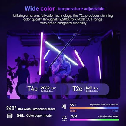 Aputure Amaran T4C 40W RGBWW LED Tube Light,APP/DMX Control,47.2Inch/120cm