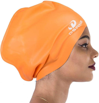 Dsane Extra Large Swimming Cap for Women and Men,Special Design Swim Cap for Very Long Thick Curly Hair&Dreadlocks Weaves Braids Afros Silicone Keep Your Hair Dry