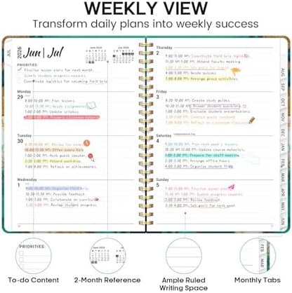 Planner 2026-2027, Weekly & Monthly Academic Calendar, Jul 2026 – Jun 2027