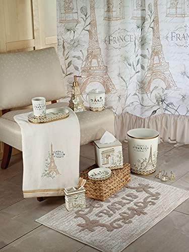 Avanti Linens - Vanity Tray, 100% Hand-Painted Resin Bathroom Accessories, Elegant Home Decor (Paris Botanique)