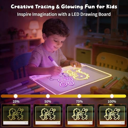 16" Rechargeable LED Drawing Board,13 Light Effects Neon Light Up Drawing Tablet,Dry Erase Glow Doodle Pad with Markers & Tracing Paper,Gift Toy for Boys Girls Birthday Christmas