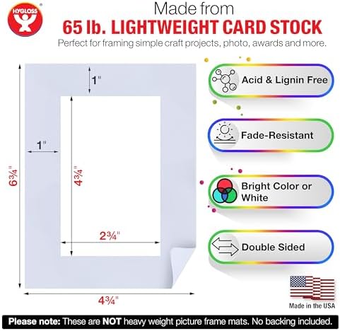 Hygloss 48 Pack Paper Picture Frames, White cardstock Photo Frame 4.75x6.75-Inch, Papers Frames to Decorate for Wedding Birthday DIY Classroom Crafts and Decorations