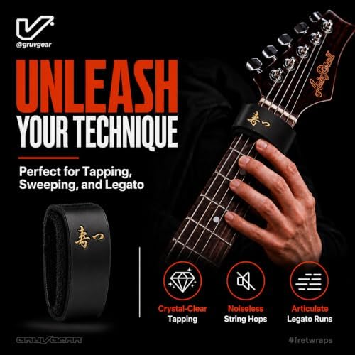 Gruv Gear Fret Wrap & Guitar Mute Matt Heafy EE Edition, Fretwrap for Acoustic, Electric & Bass | String Dampener Recording, Tapping & Practice Accessory (1 Pack, Small Matt Heafy EE Edition, Fits 4