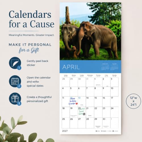 2027 Rescue Wildlife Wall Calendar, 12 x 24 Hanging Pacific Waters Press