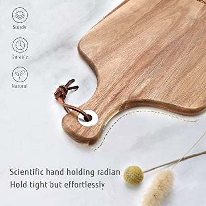 hecef Upgrade Bigger Cheese Board set of 4, a Acacia Wood Cheese Plate and 4 Pcs Knives, Charcuterie Platter Serving Tray for Appetizers, Feast, Housewarming, Cheese Serving