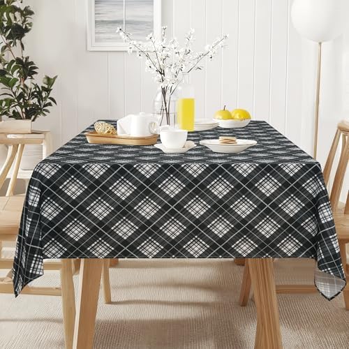 DWCN Checkered Tablecloth, 54 x 80 Inch, Rectangular, Black and White