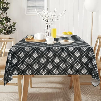 DWCN Checkered Tablecloth, 54 x 80 Inch, Rectangular, Black and White