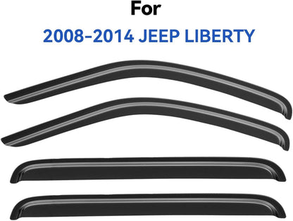 Window Visors Rain Guards for 2008 2009 2010 2011 2012 Jeep Liberty, Out-Channel Window Vent Wind Deflectors Visors Shades for 08 09 10 11 12 Jeep Liberty