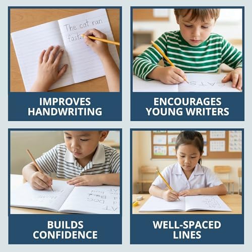 ROARING SPRING Primary Composition Book, Handwriting Notebook for Kids (4K - 1st Grade), Grade 1 Ruled, 1" Skip-Line Manuscript Paper, Flexible Cover, 9.75" x 7.5", 50 Sheets/100 Pages, 72 Pack