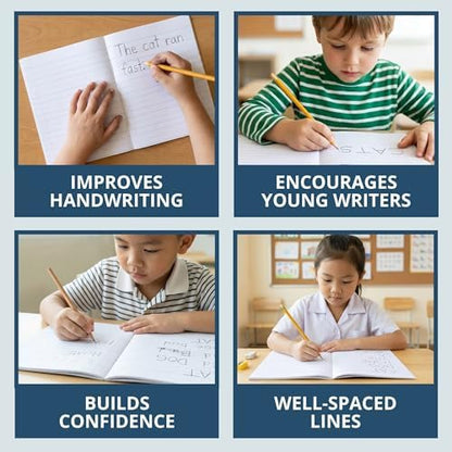 ROARING SPRING Primary Composition Book, Handwriting Notebook for Kids (4K - 1st Grade), Grade 1 Ruled, 1" Skip-Line Manuscript Paper, Flexible Cover, 9.75" x 7.5", 50 Sheets/100 Pages, 72 Pack