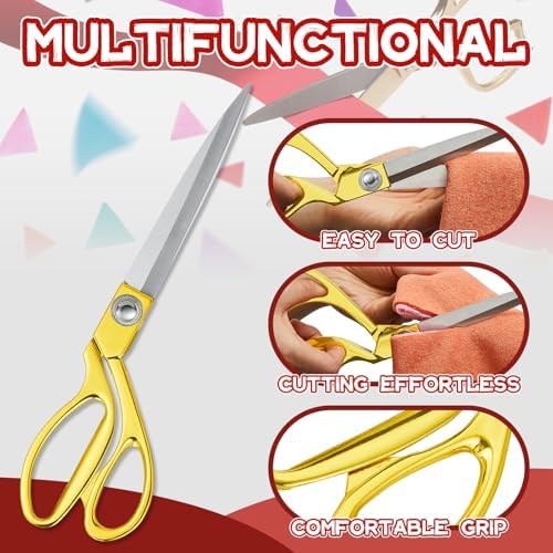 Amylove 1 Pcs 10.5'' Ribbon Cutting Scissors,Style1,Gold
