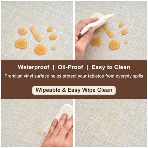 LIBERECOO Heavy Duty Vinyl Tablecloth with Flannel Backing Waterproof Oil-Proof Plastic Table Cloth Stain-Resistant Wipeable Rectangle or Square Table Cover for Indoor and Outdoor 60 x 84 Inch