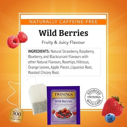 Twinings Wild Berries Herbal Tea Bags, 20 CT Box (6 Pack)
