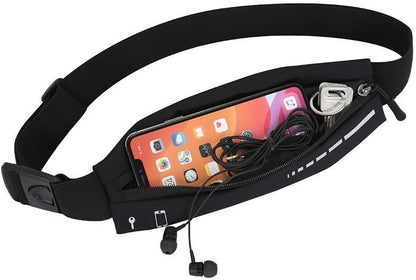 2 Pack Running Belt Slim Pack for Women Men, Phone Holder Runners Pouch Waist Belt for Workout Jogging, Money Belt Running Gift Gear Accessories, Black, One Size, Fashion (Black)