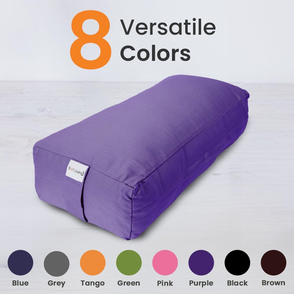 Sol Living Yoga Bolster Pillow Rectangular Meditation Cushion Cotton Meditation Accessories for Restorative Yoga Meditation Pillow Yoga Pillow Firm Body Pillow Bolster Pillow for Legs Removable Cover