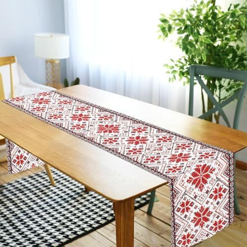 ALAZA Double-Sided Ukrainian Embroidery Ornament Table Runner 14x108 Inches Long,Table Cloth Runner for Wedding Birthday Party Kitchen Dining Home Everyday Decor