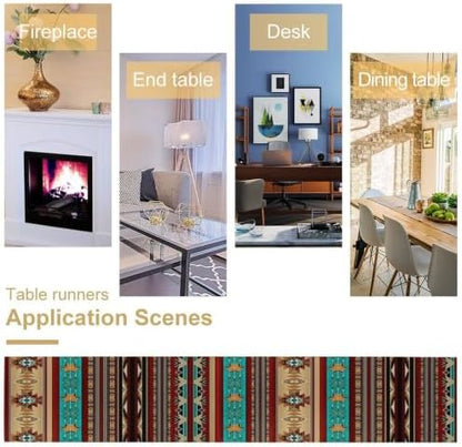 Aztec Southwest Table Runner,Ethnic Style Design Geometric Table Runners Dresser Scarves Table Setting Decor for Garden Farmhouse Wedding Party Holiday Dinner Home 13x108 Inch