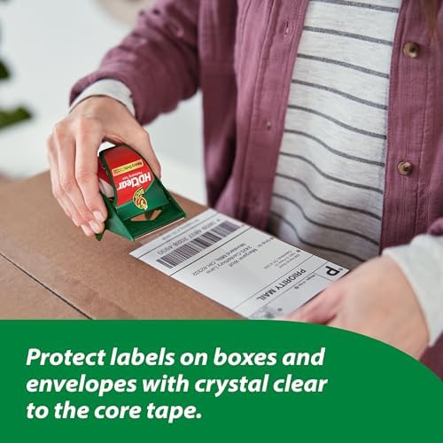 Duck HD Clear Packing Tape with Dispensers - 6 Rolls of Strong Heavy Duty Packing Tape for Shipping and Moving,Boxes and Packaging - 1.88 in. x 22.2 Yards - 1.5" Core - Clear (287732),(Pack of 2)