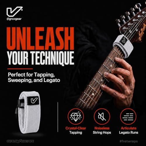 Gruv Gear Fret Wrap & Guitar Mute, Fretwrap for Acoustic, Electric & Bass | String Dampener Recording, Tapping & Practice Accessory (1 Pack, Extra Large Off-White, Fits 7-12 String Bass, Extended