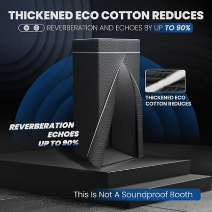 Portable Vocal Booth, Echo-Free Recording Booth Sound Proof Shield, Foldable Isolation Booth with Travel Bag for Voice Over, Podcasting, Music, Home Studio