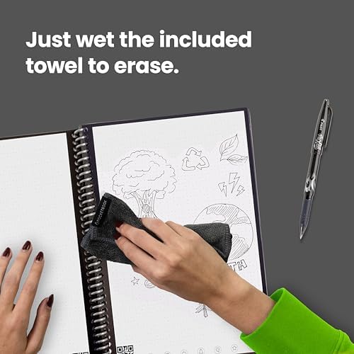 Rocketbook Core Reusable Spiral Notebook, Letter Size 8.5x11, Teal - Dotted Pages, App-Connected, Erasable, Durable Cover, Ideal for School, Work, and Creative Projects