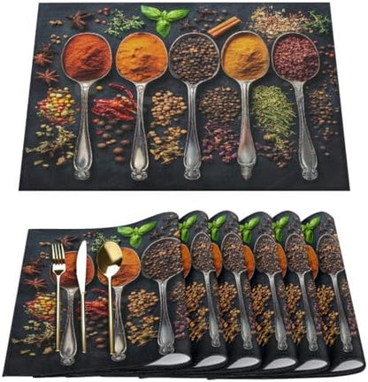 Placemats Set of 6 Washable Linen Place Mats Cloth Table Mats 12x18 Inch